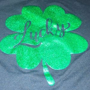 WAY TO CELEBRATE! Lucky Glittery Shamrock ☘️ T-shirt L (12-14)